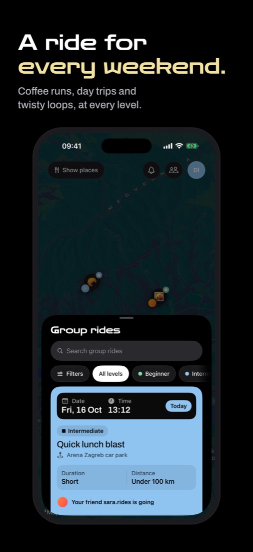 List of upcoming group rides in MotoBFF